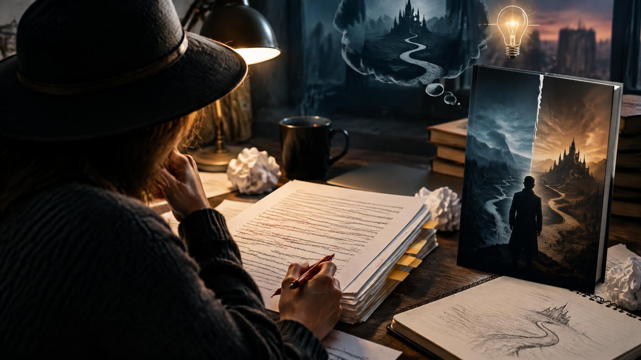mystery author editing manuscript